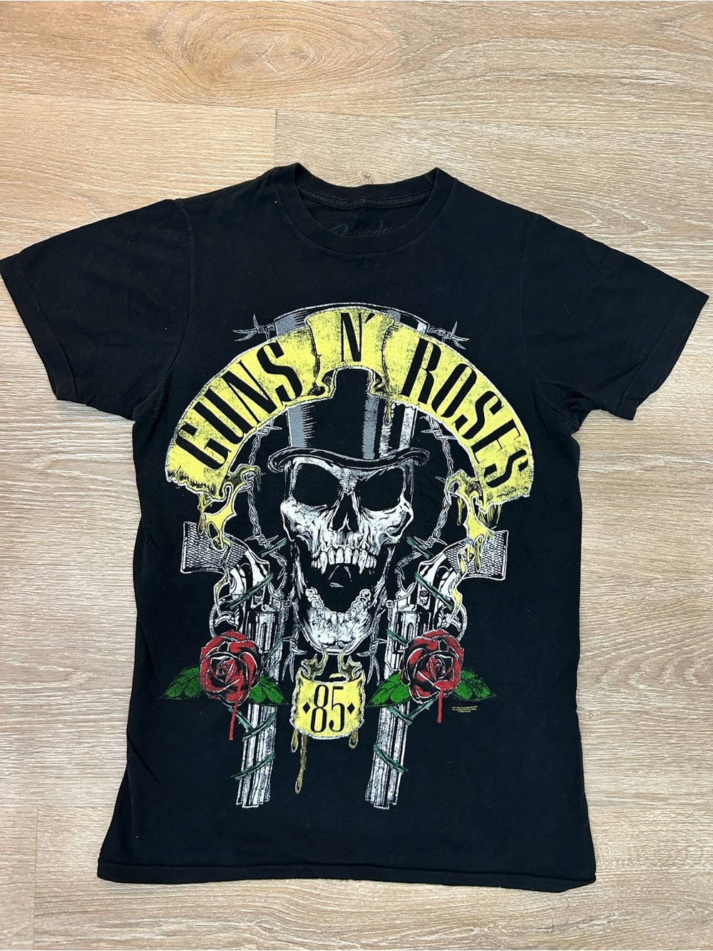 Guns N Roses 85 Logo Retro Graphic T-shirt Women Small Black Short Sleeve Music